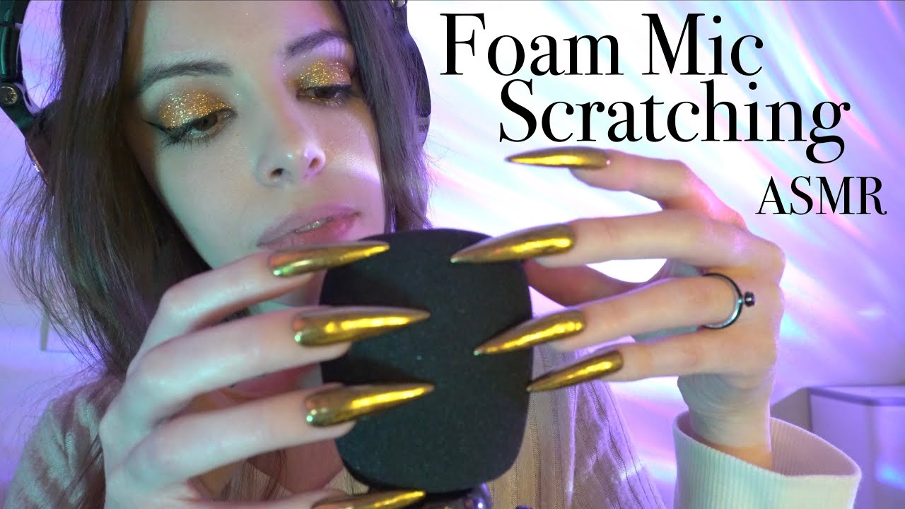 ASMR ✨ Gold Nail Tapping & Foam Mic Scratching | Close Whispered Ear Attention