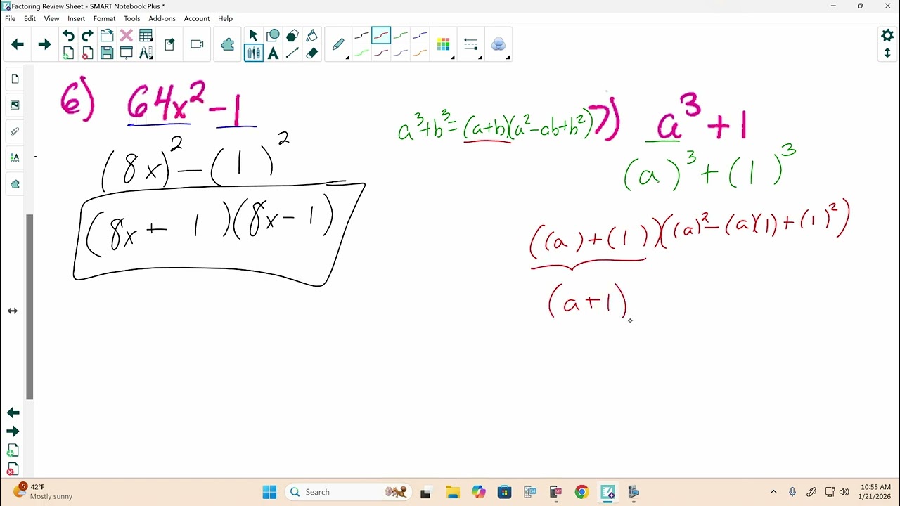 Algebra 2 Factoring Review