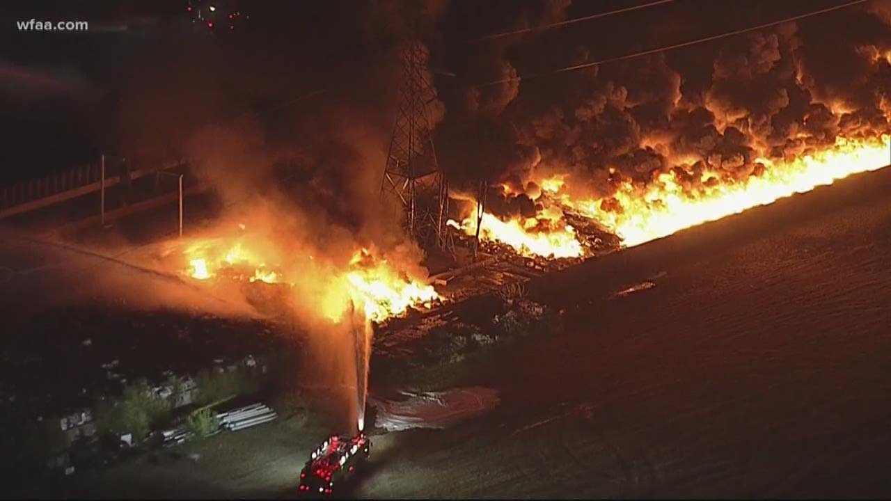 Massive plastic fire continues to burn hours after it started at Poly-America factory