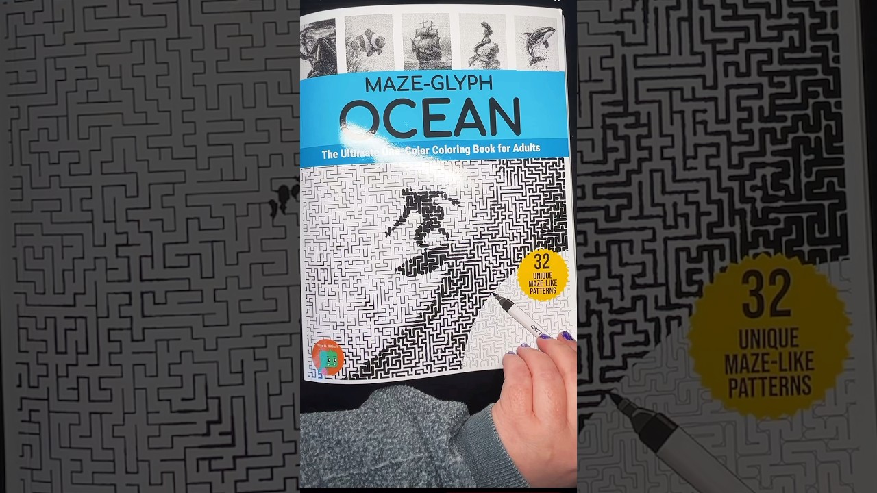 Maze-glyph ocean coloring book! #mazeglyph #coloringbook #amazonfinds