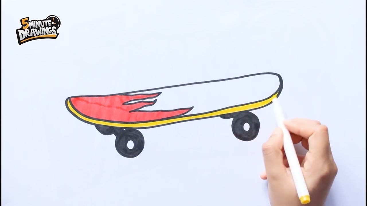 how to draw a skateboard