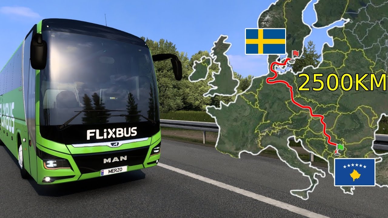 ETS2 FlixBus Mountain Route (Pristina to Malmö) Kosovo to Sweden | Euro Truck Simulator 2