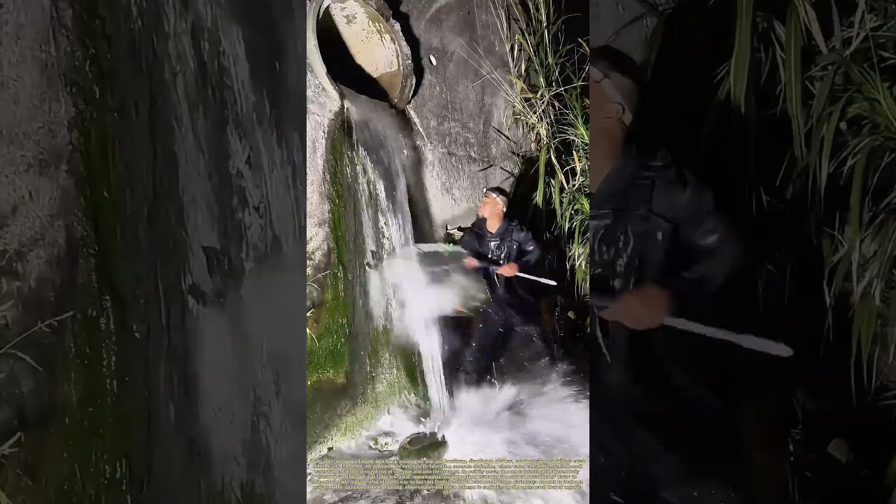 Catching the Flow: How a Farmer Nets a Fish Tumbling from a Drainpipe Outlet