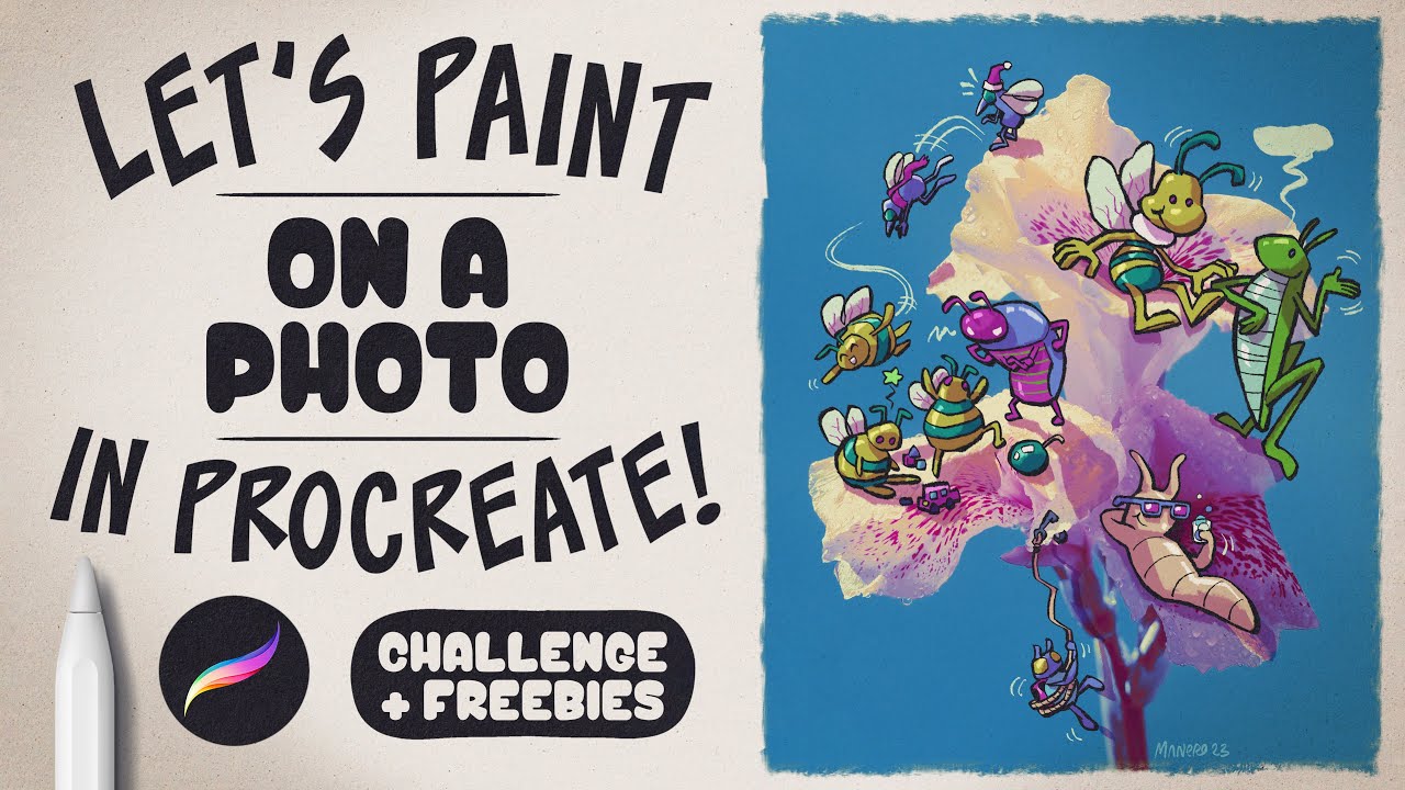 Let's Paint Characters on a Photo | Art Challenge + Procreate freebies 🎨🖌
