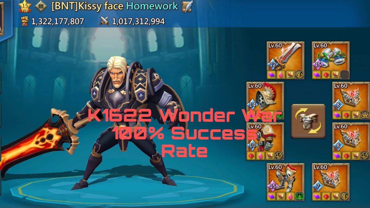 Lords Mobile - K1622 Wonder War 100% Success Rate