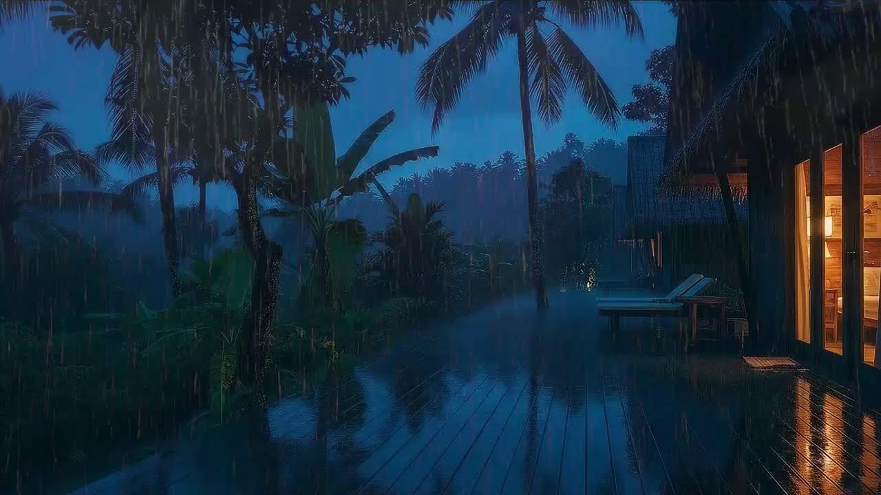 Warm Rain and Gentle Thunderline from Cozy Cabin for Instant Rest 🌧️