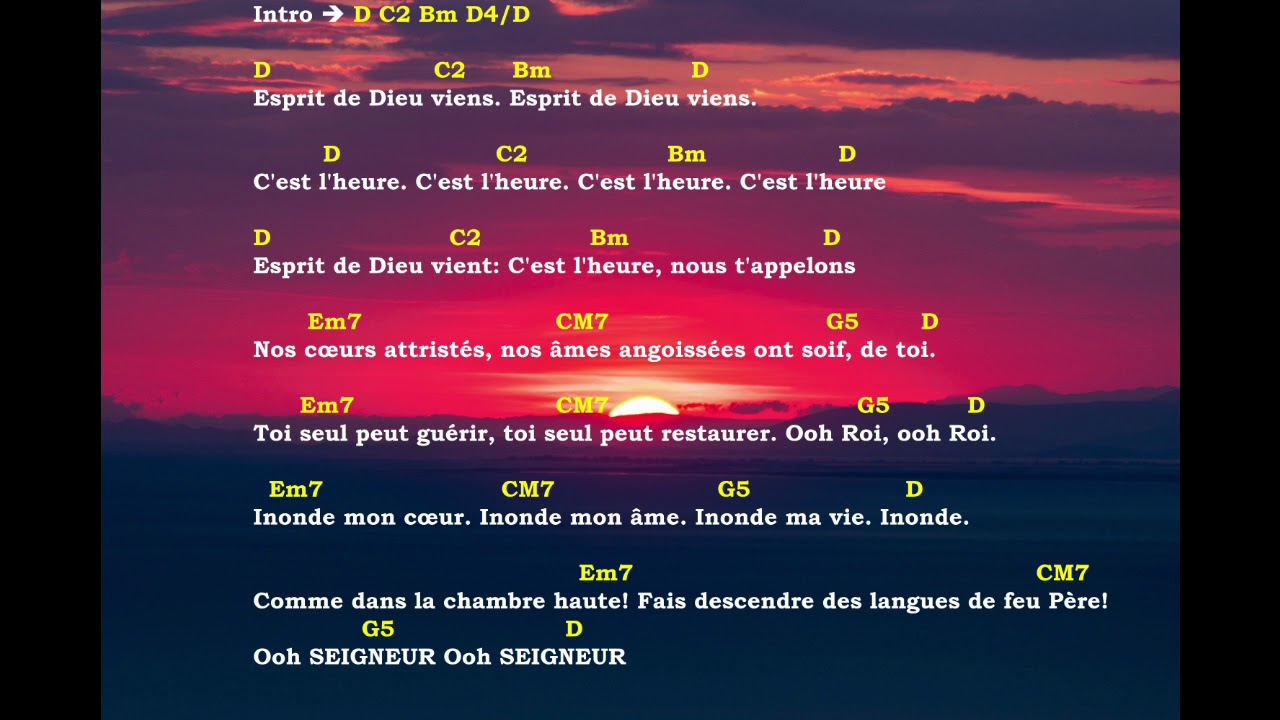 Esprit de Dieu vient EDEN (paroles & accords)