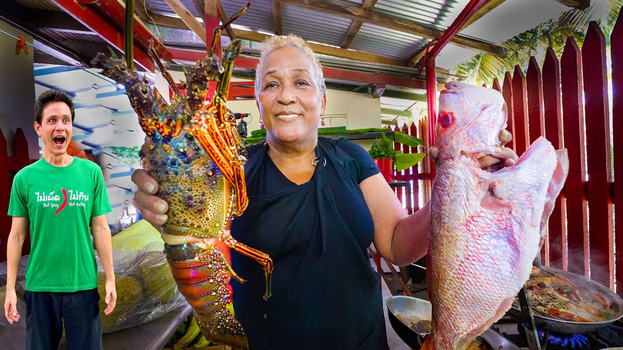Trinidad’s Seafood Queen!! 🦞 LOBSTER MOUNTAIN + Breadfruit Oil Down in Toco, Trinidad!!