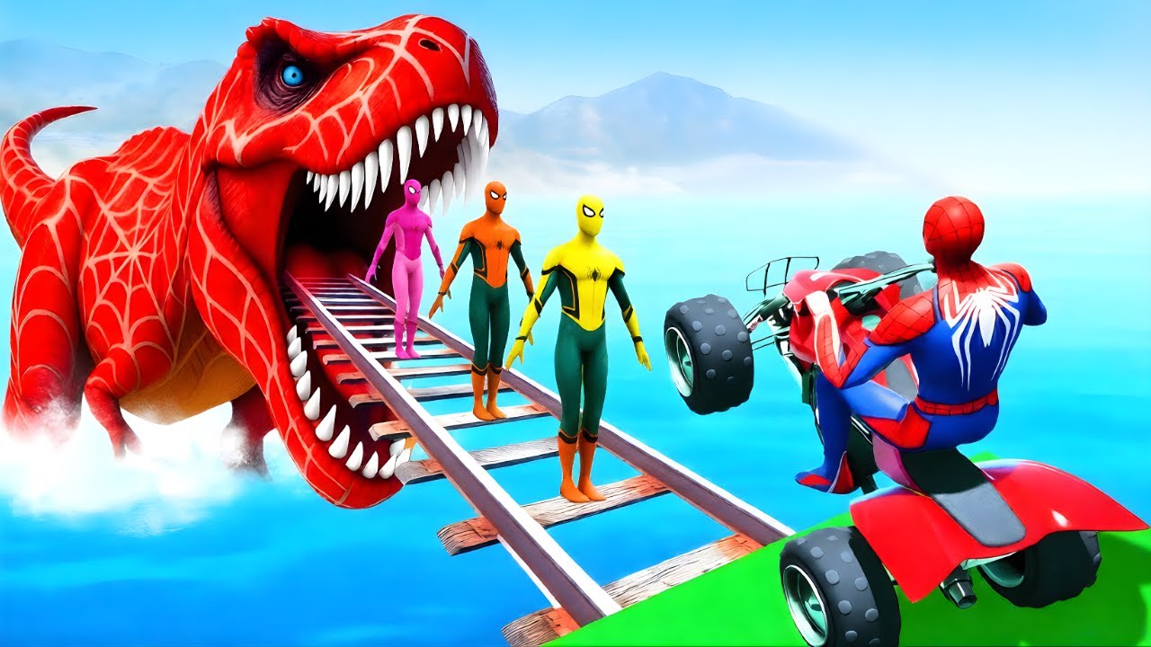الرجل العنكبوت انقاذ باتمRAINBOW SPIDER-MAN Rescue Brainrot vs Dinosaur funny Game GTA 5 superheroes