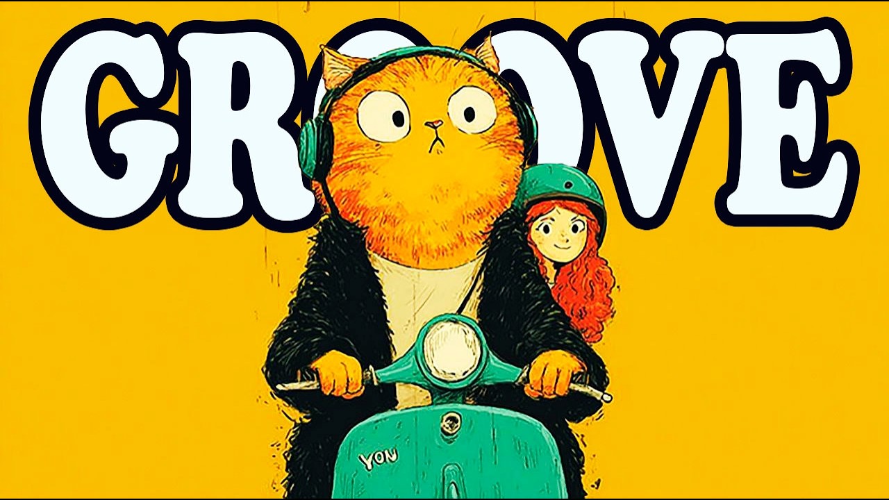 Groove Pop //Headphones Groove Ride — Кот и девочка на мотоцикле// Учёба и работа × расслабление