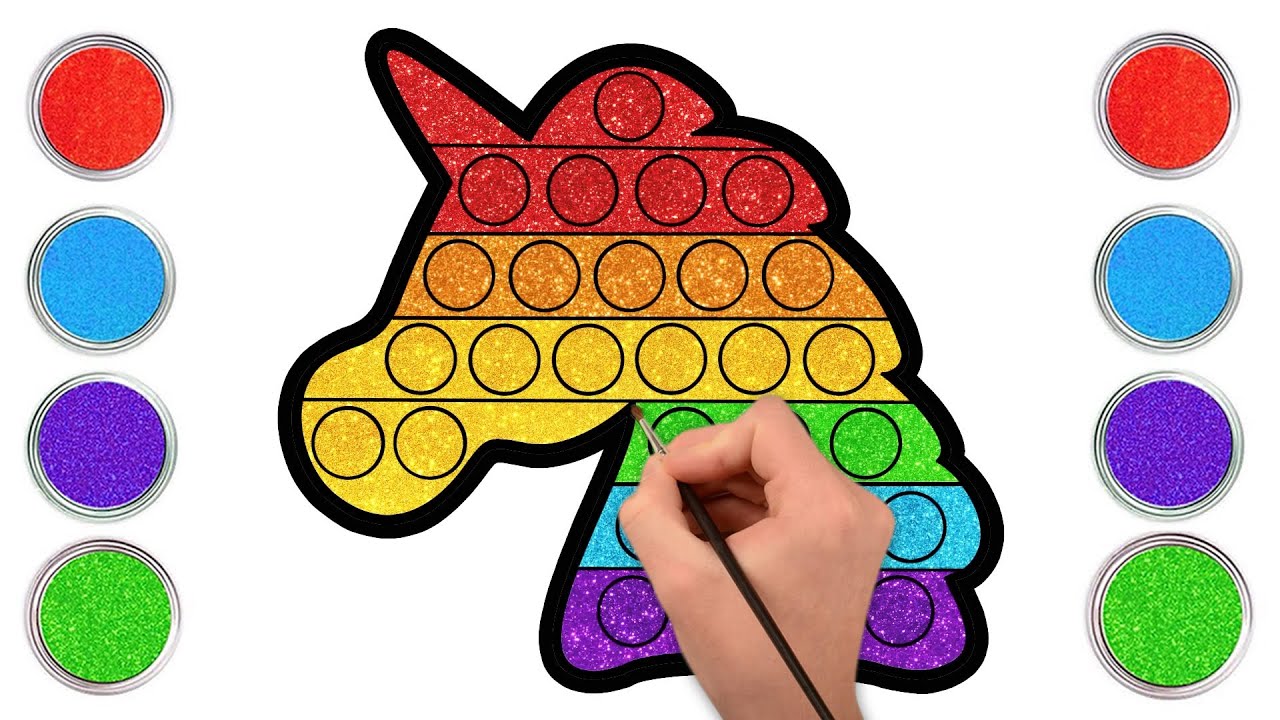 कैसे बनाएं - How To Draw Easy Unicorn Pop It | Easy Drawing and Coloring For Kids