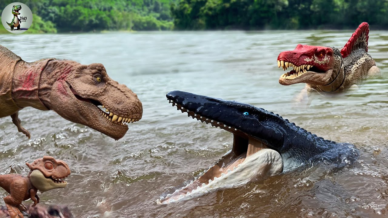 Spinosaurus & T-Rex Vs Mosasaurus 🦖 Jurassic World Rebirth | Dinosaur Toys Movie