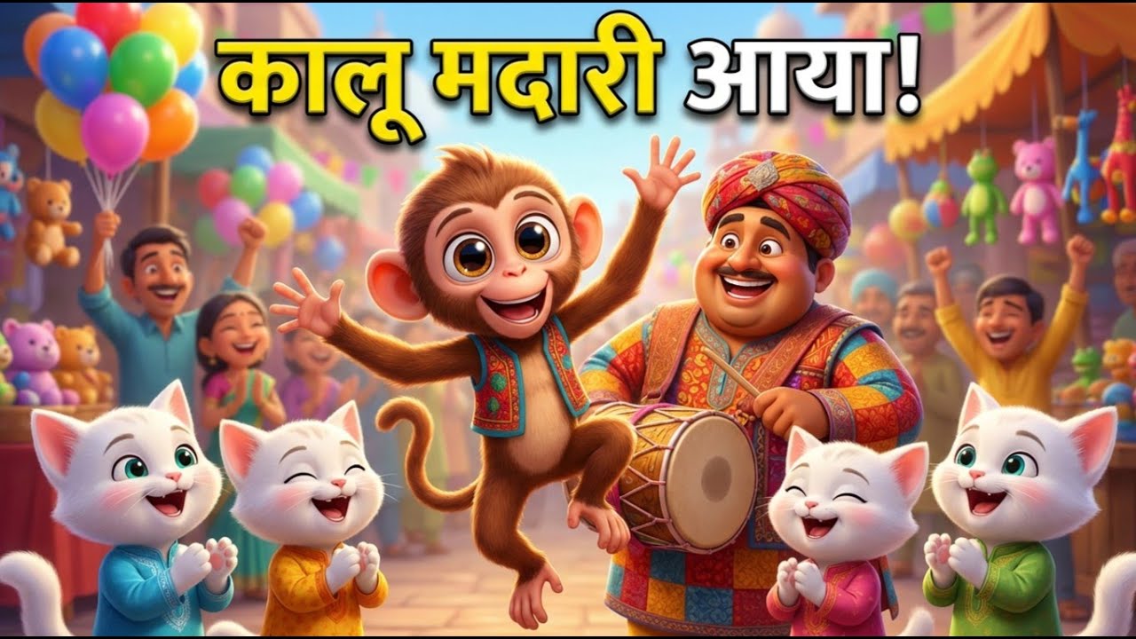 कालू मदारी आया 🐒🎪 | बंदर वाला गाना | Kitty Family Kids Song
