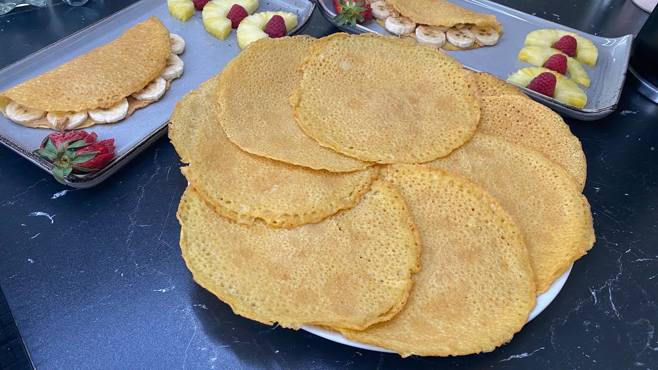 كريب بدون غلوتين بمكون واحد فقط سهل واقتصادي صالح للمالح والحلو للفطور أو سحور 🌙طوووب ولذيذ 😋😋😋