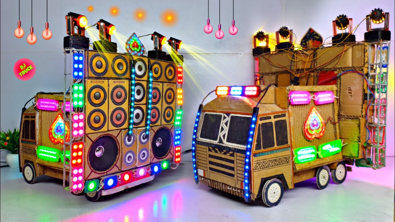 Mini Dj truck Setup | how to make mini dj setup with cardboard Making Dj truck | dj gadi, dj wala