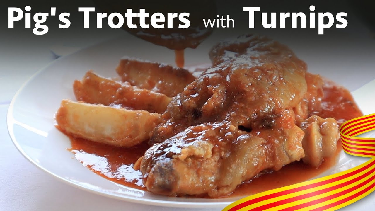 Pig's Trotters with Turnips. (Peus de Porc amb Naps).  A classic combination from Cataluña.