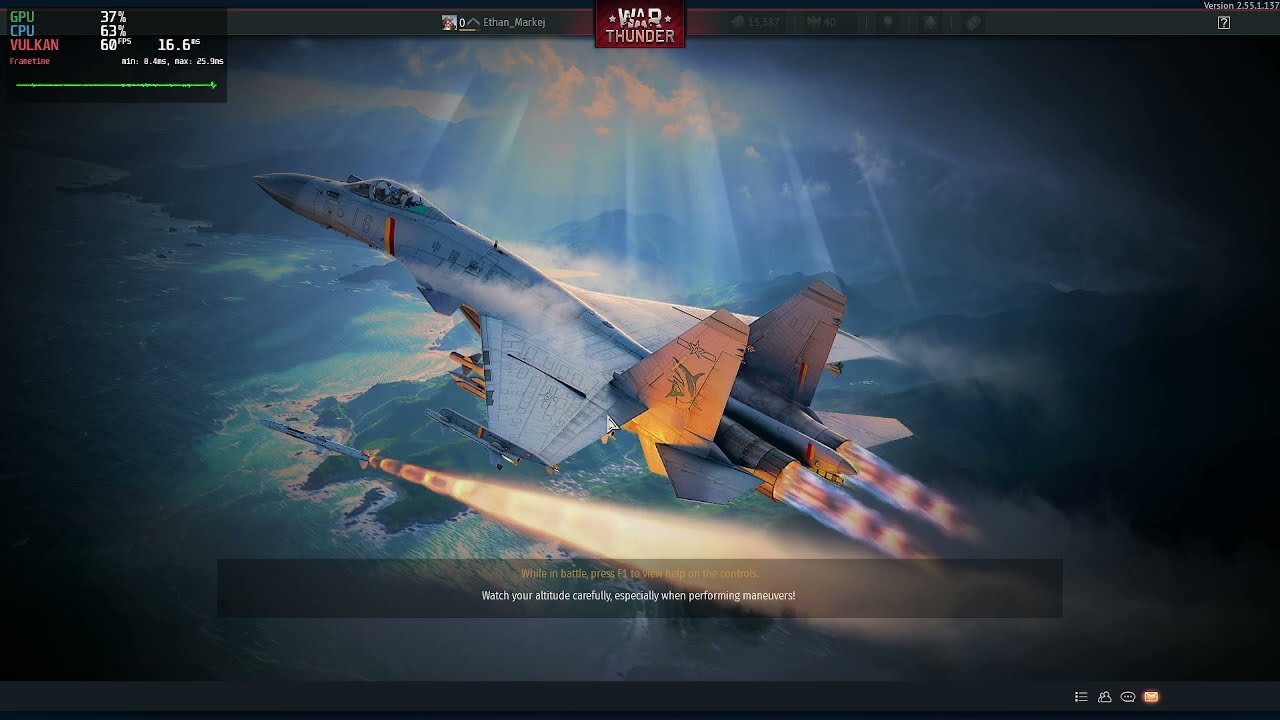 War Thunder benchmark on a 2017 laptop using linux