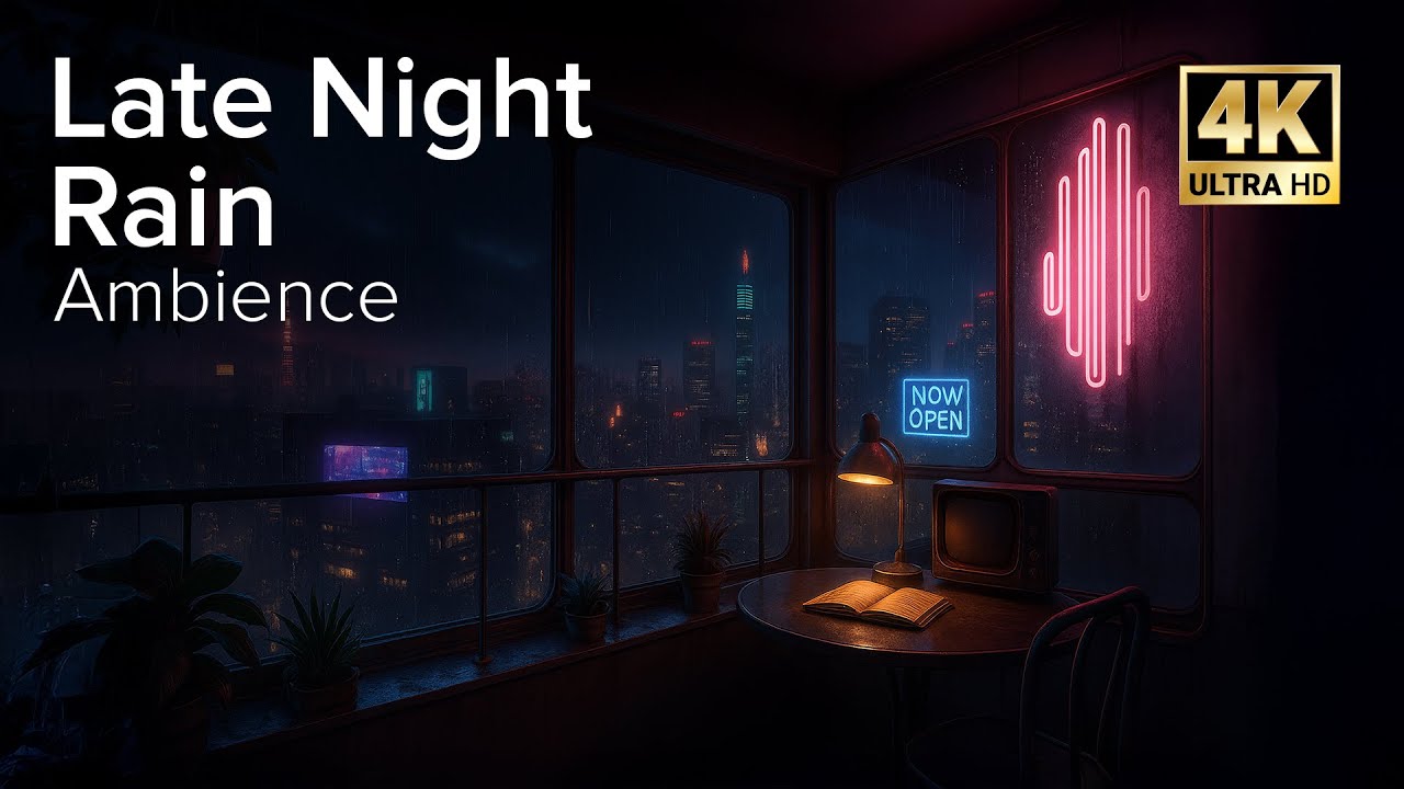 Late Night Window Room | Rain, Neon & Quiet Focus