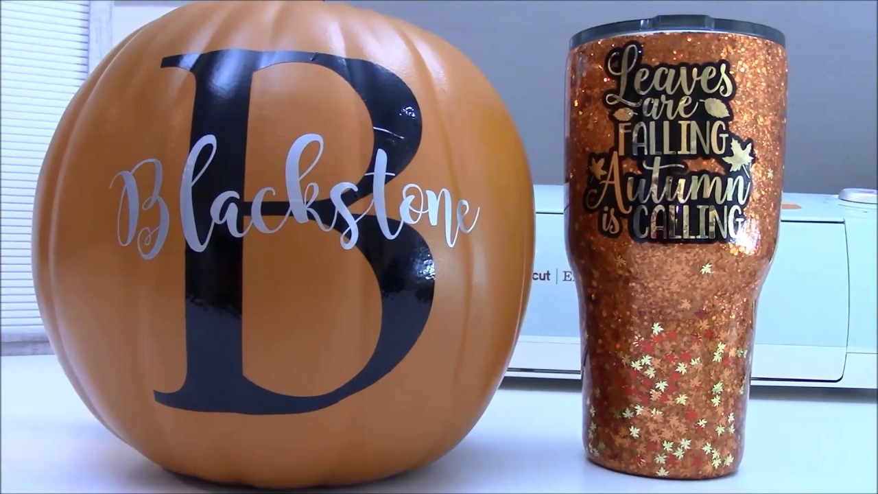 Cricut - how to apply vinyl to a pumpkin or curved surface! Cricut craft