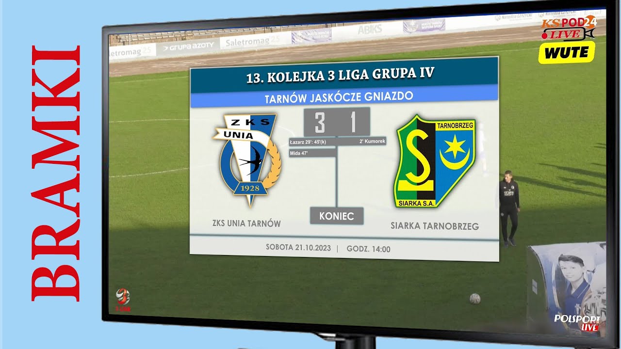 [2023-10-21]🔶📺⚽🟥 Skrót. Bramki. Czerwień ⚔ ZKS UNIA Tarnów 🆚 SIARKA Tarnobrzeg