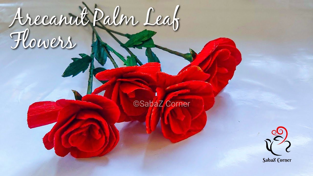 🌺 Arecanut Palm Leaf Flowers | പാള പൂക്കൾ | How To Reuse Arecanut Palm Leaves | SabaZ Corner