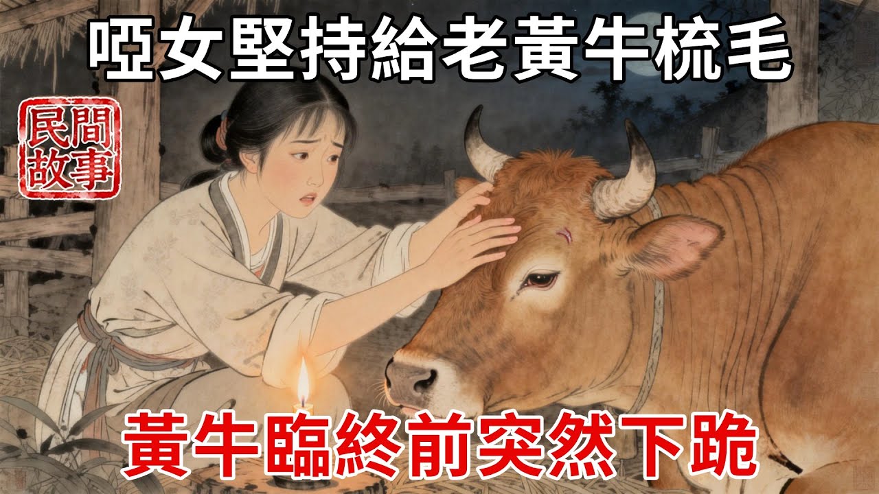 啞女分家只分到一頭老黃牛，每天堅持給老黃牛梳毛分食物，黃牛臨終前突然下跪，牛角自然脫落，裏面竟散發神秘金光！#民間故事 #傳統文化 #原創虛構 #華語有聲書 #槐樹下聽書