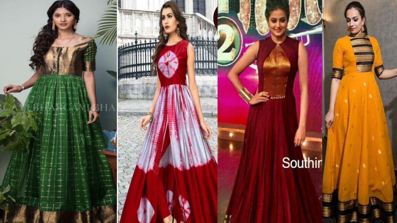 Latest pattu long frocks💃 // convert old saree to long frock ideas// #shivanshicreations