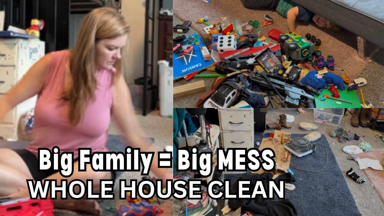 Realistic Whole House Clean in Our Double Wide (Big Family Living)