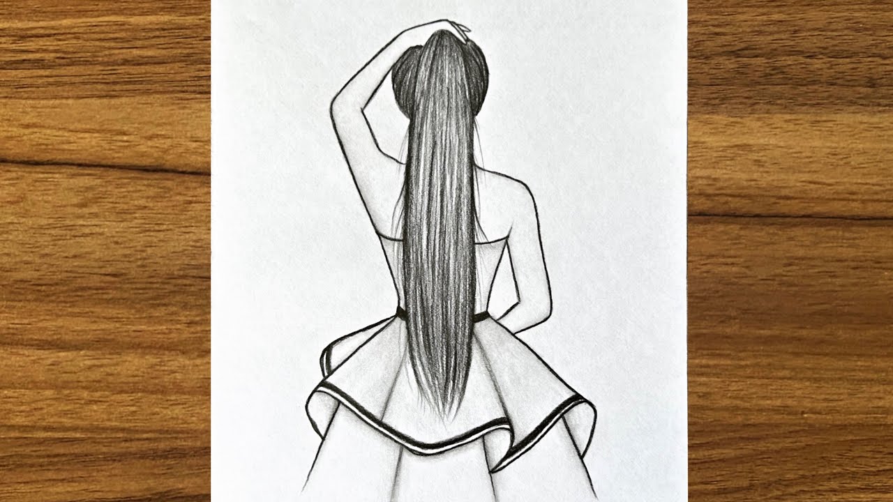 How to draw a girl with beautiful dress || Easy drawing ideas for girls || Drawing for beginners