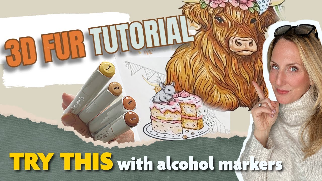 How to: Realistic 3D fur with alcohol markers (using watercolour tricks) 