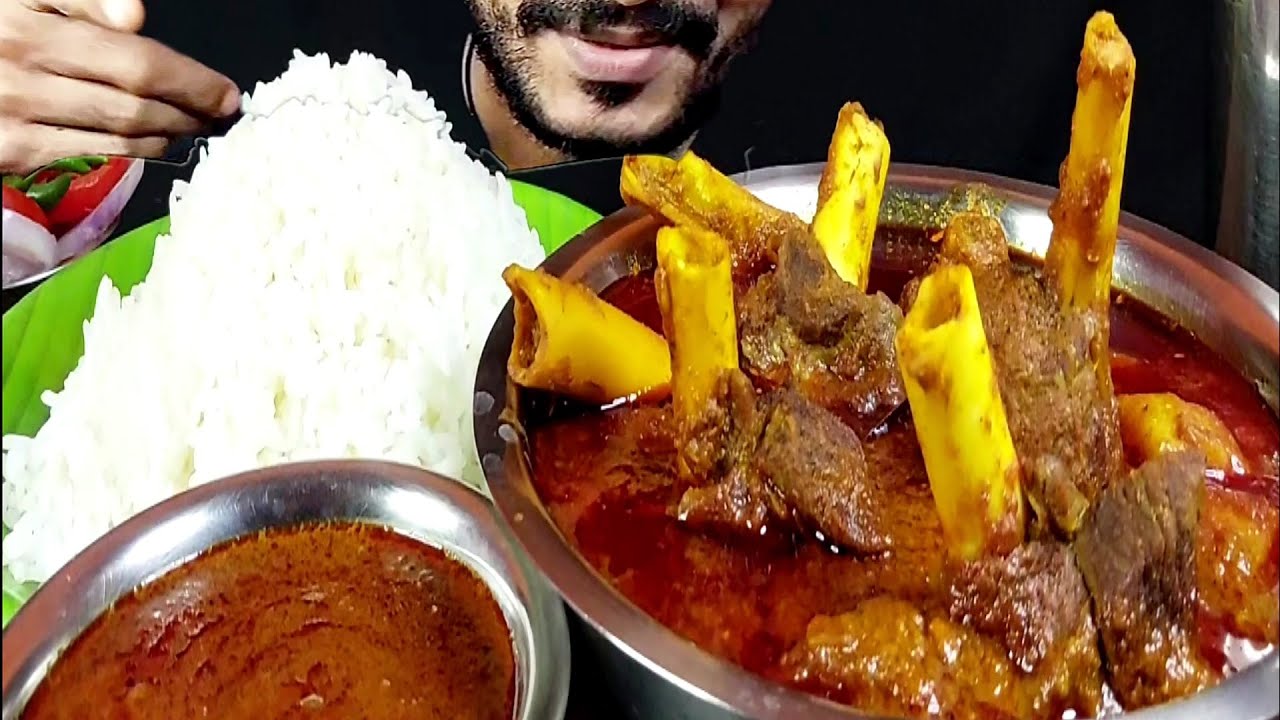 Mutton Curry With Rice Eating Show Asmr Spicy Mutton Curry Mukbang Indian Food Challange