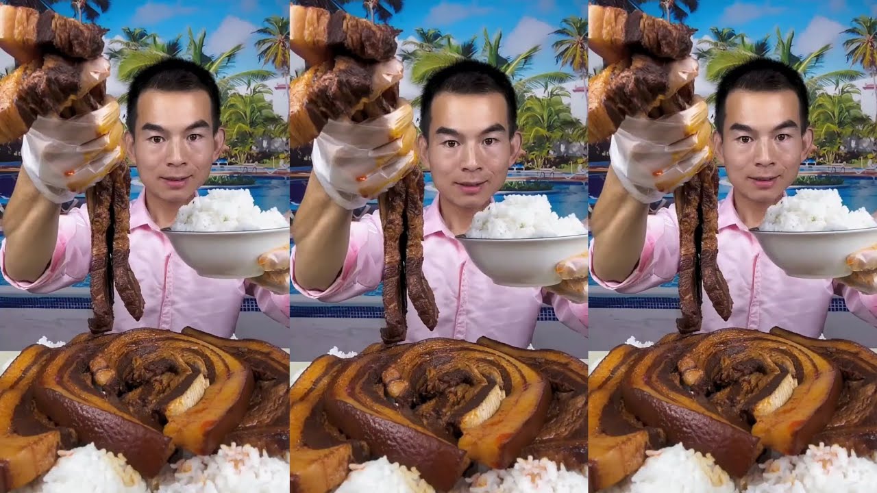 Yummy #84 : Eat roll belly braised pork belly 😋😋 #mukbang #food #porkbelly #yummyfood