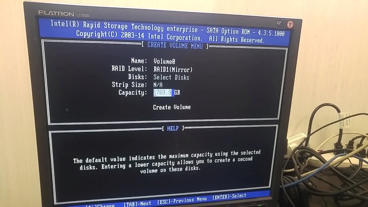 How to configure Intel Rapid Storage Technology RAID in BIOS
