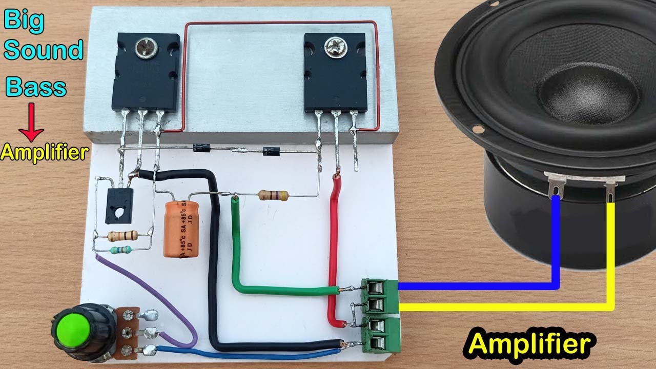 DIY Class AB Powerful Bass Amplifier // How to Make a Powerful  Amplifier Using 2SC5200 & 2SA1943