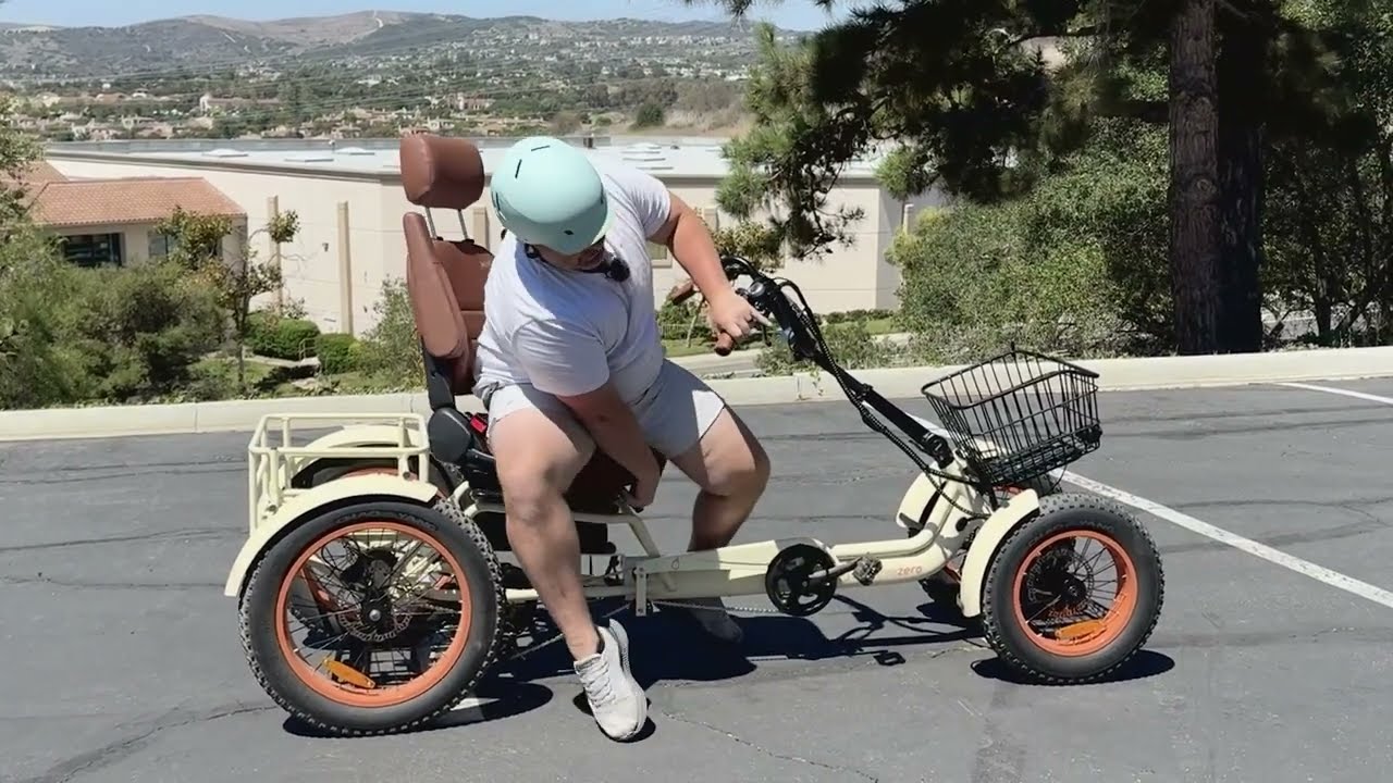 This 4-Wheel E-Bike is UNREAL! Recumbent Electric Quad Bike with Captain&rsquo;s Chair & Storage Baskets