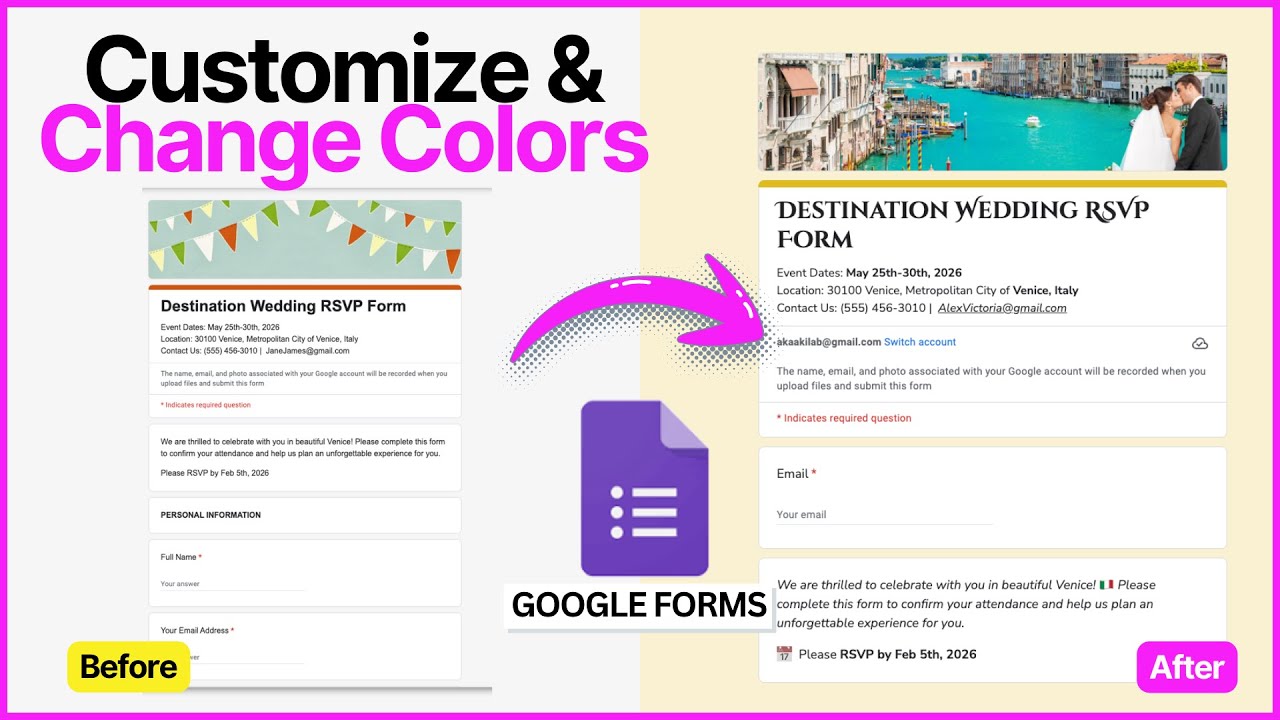Customize Google Forms | Change Theme, Fonts, Colors & Header Image