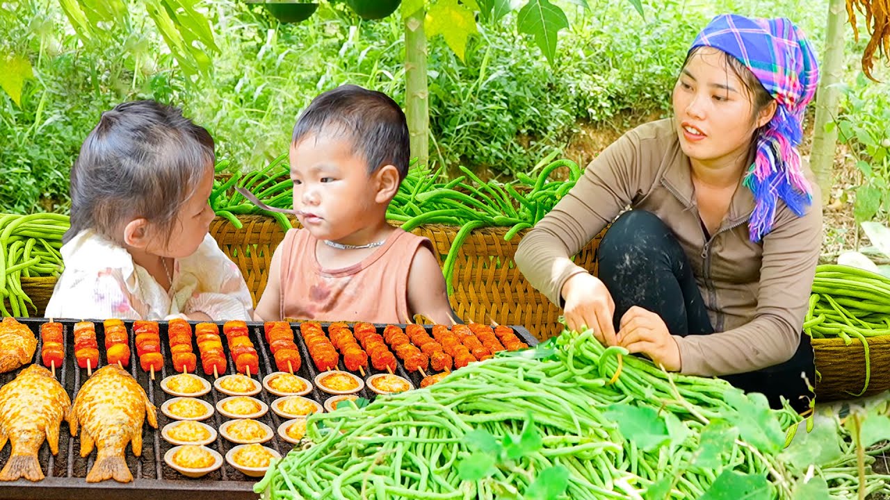 How to Cook Giant Grilled Fish for Lunch - Harvesting 100kg+ Long Bean and Selling at Market