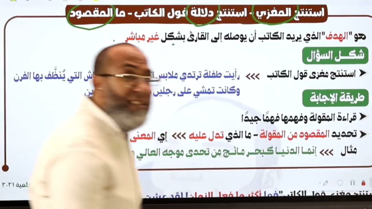 كيف تجيب على سؤال المغزى الضمني في النصوص المتحررة والقراءة المتحررة مع الأستاذ حسن قناوي 