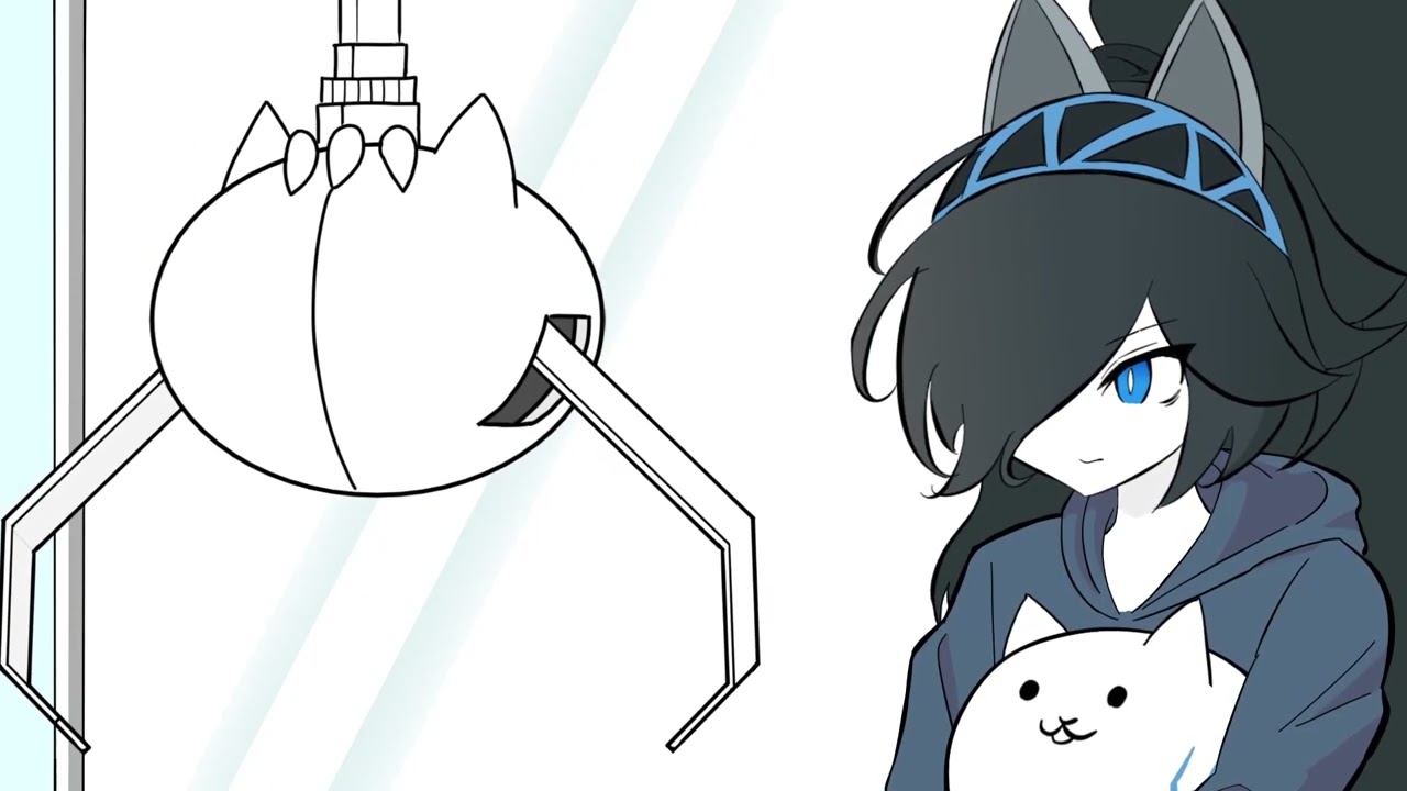 【にゃんこ大戦争】黒キャスがクレーンゲームをするだけ（アニメーションもどき）