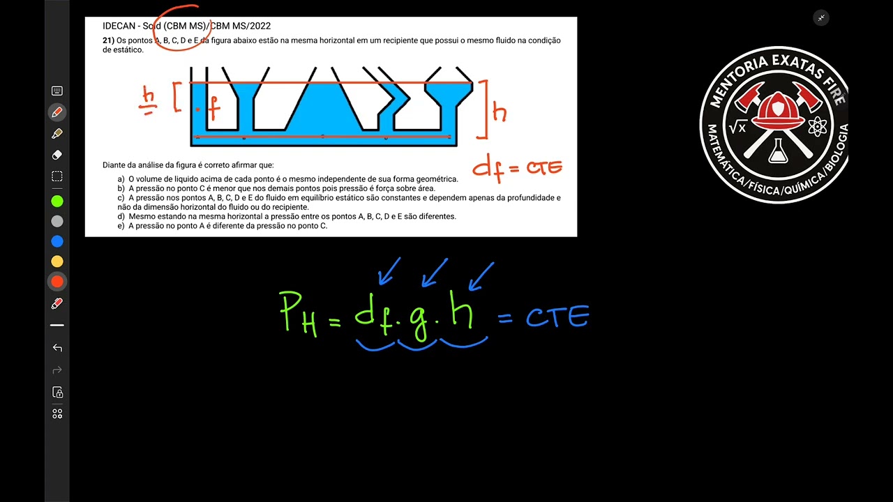 Questão 21 - Pressão Hidrostática e Profundidade