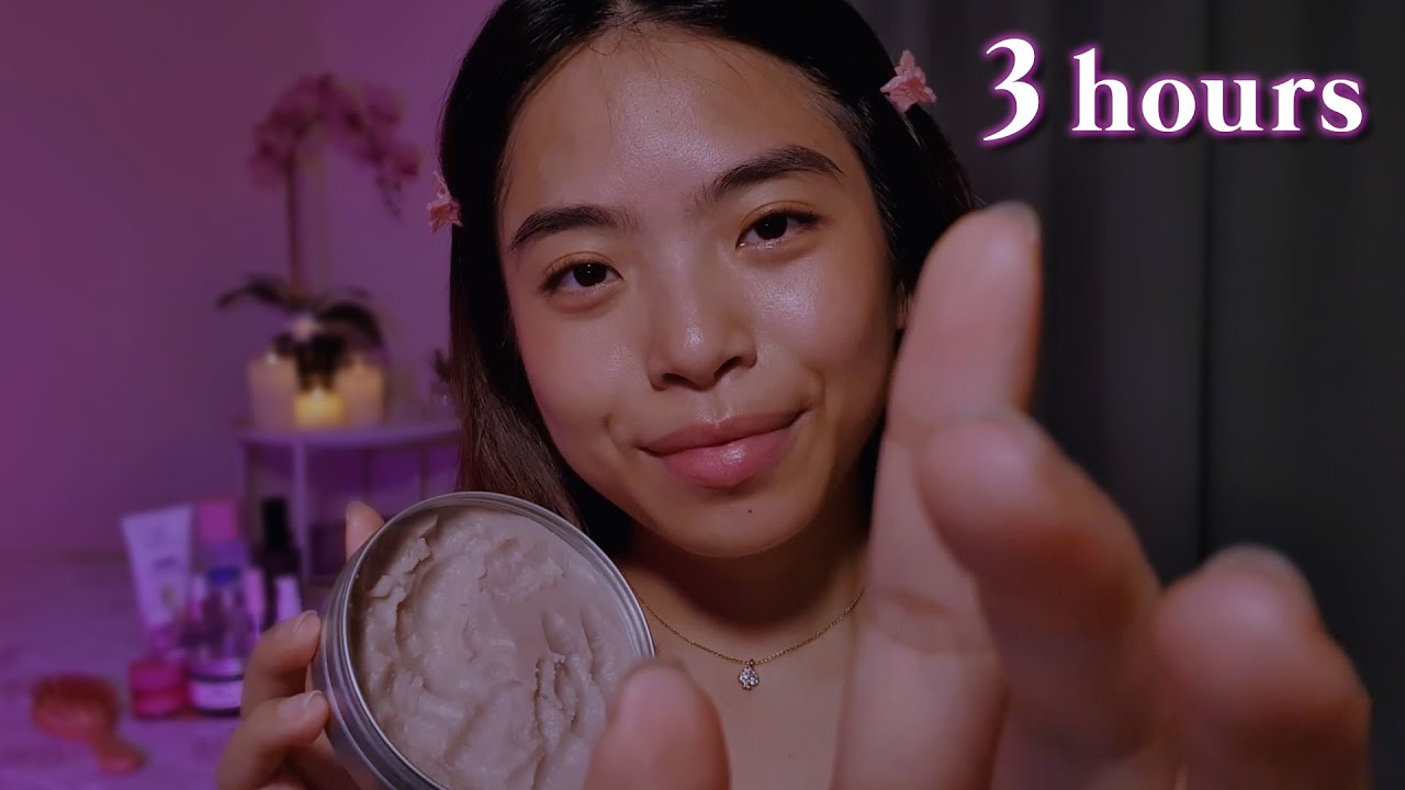 ASMR 3 Hours of Facial Treatments 🦢 Skincare Pampering, Gua Sha Massage, Brow Grooming, Dermaplaning