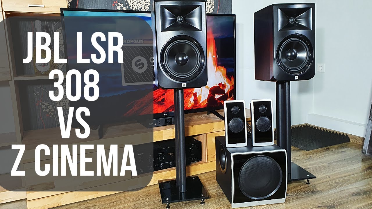 JBL LSR308 vs Logitech Z Cinema sound & bass test