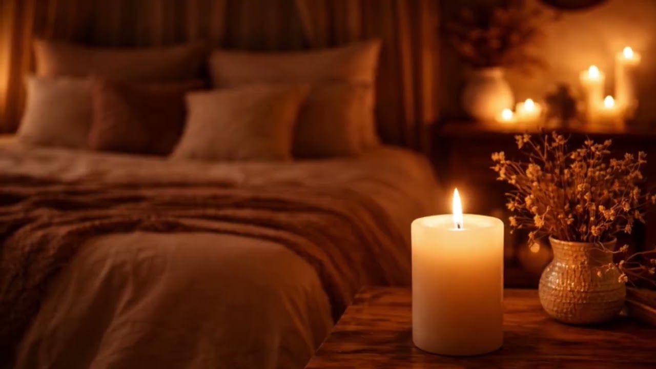 Candlelight Cozy Bedroom – Relaxing Piano Night Ambience