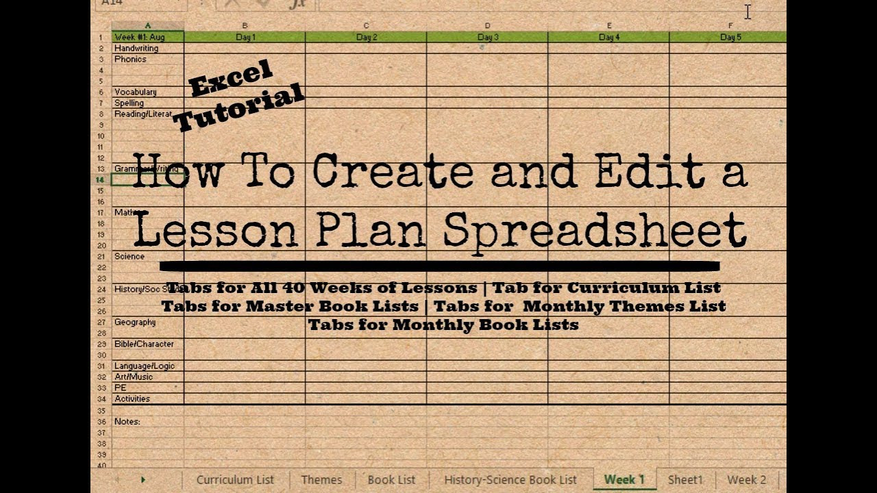 How To Create and Edit Your Own Homeschool Lesson Planner Spreadsheet | Excel Tutorial