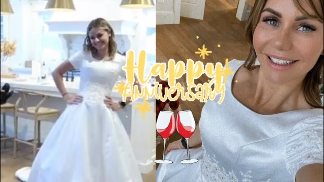 Trying On My Wedding Dress  For 20 Year Anniversary | Kesley Tries On My Wedding Dress | The LeRoys