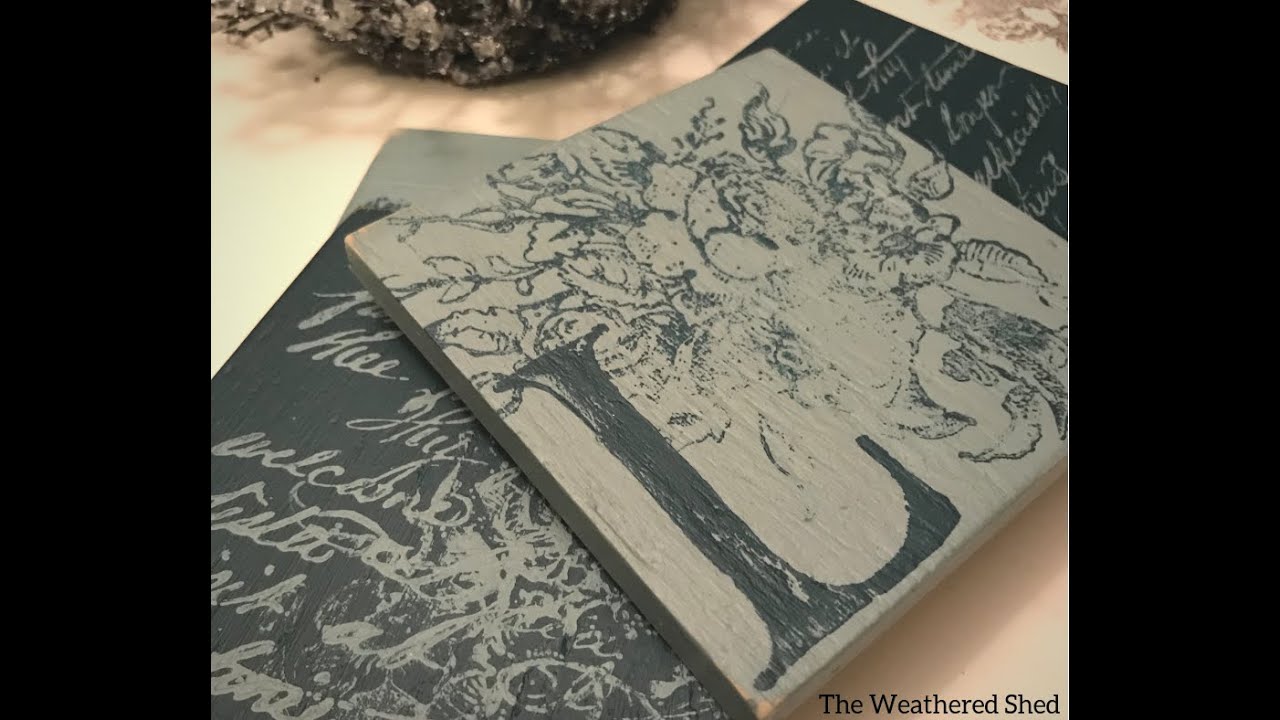 DIY Wood Coasters featuring Iron Orchid Designs Decor Stamps