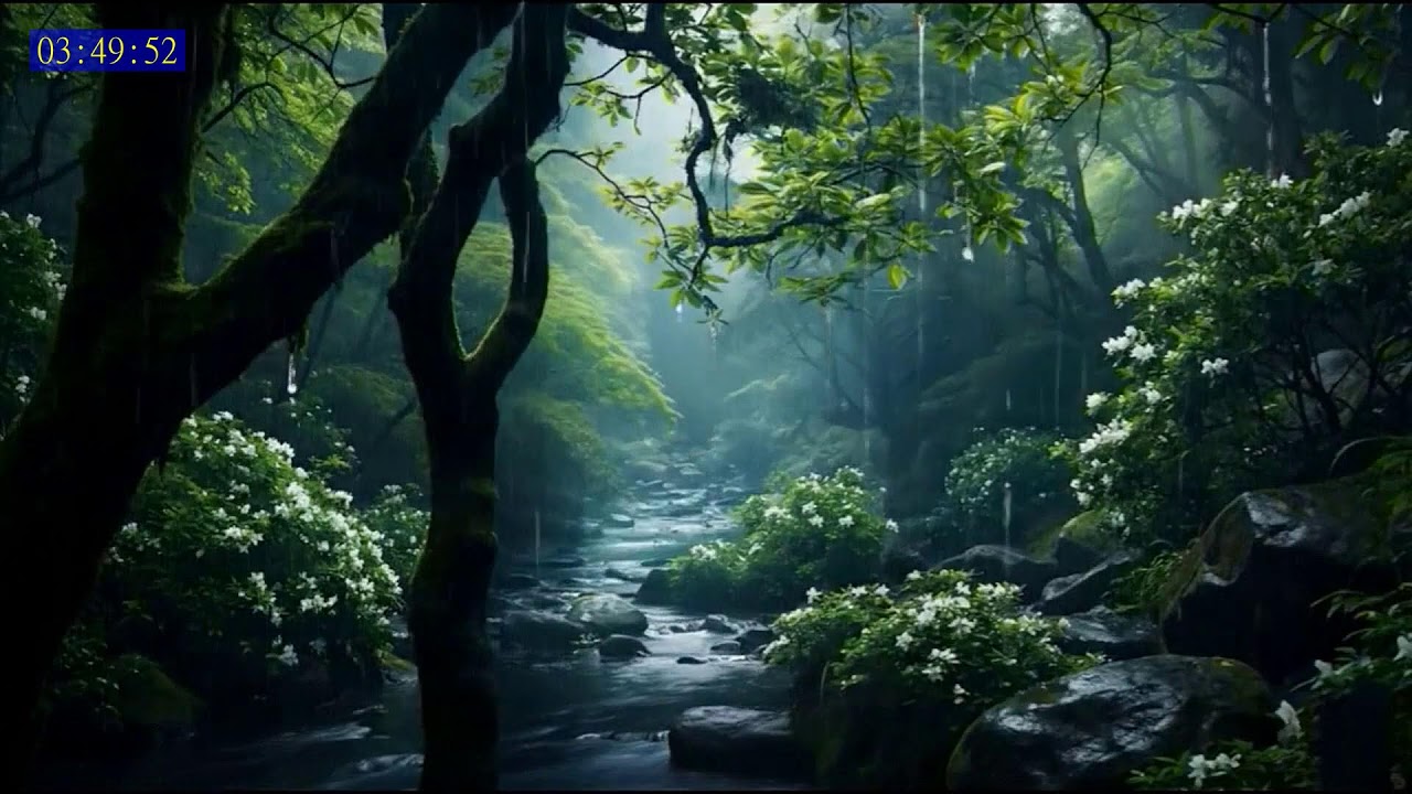 Gentle Jungle Rain Over a Tropical River for Stress Relief