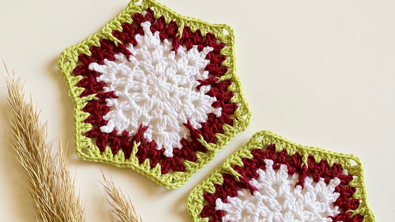 Crochet granny snowflake hexagon | easy Christmas hexagon pattern