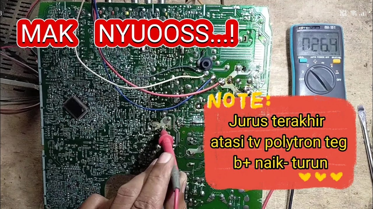 Service tv polytron tegangan B+ naik turun