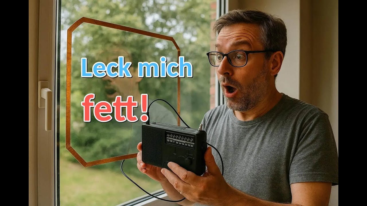 Leck mich fett! Fensterscheiben Loop Antenne aus Kupferband ► Kurzwelle, Langwelle, UKW
